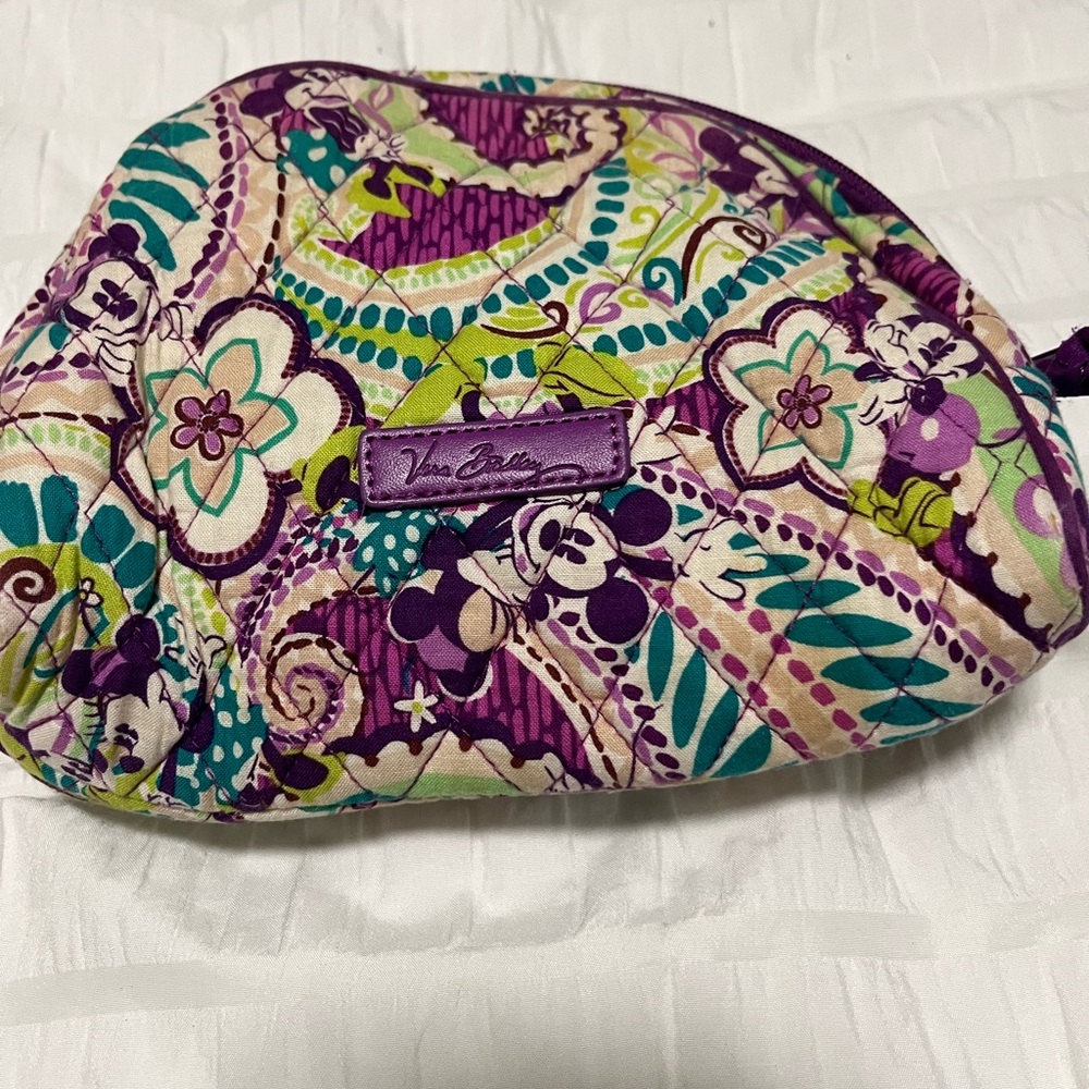 Disney x Vera Bradley Purple and Green Floral Cosmetic Bag EUC